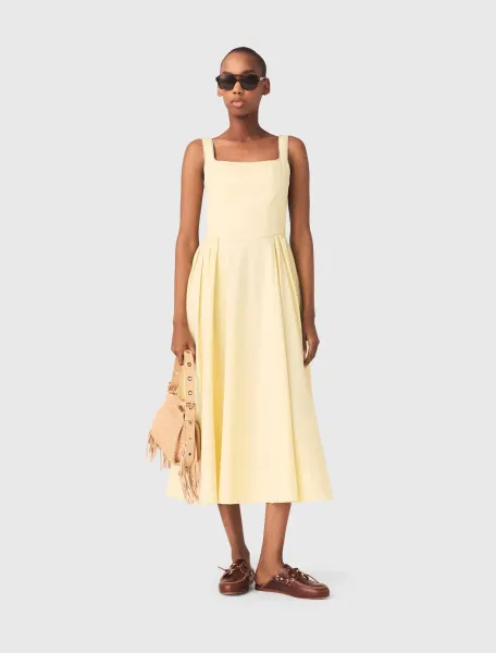 Flared rhinestone-trim midi dress