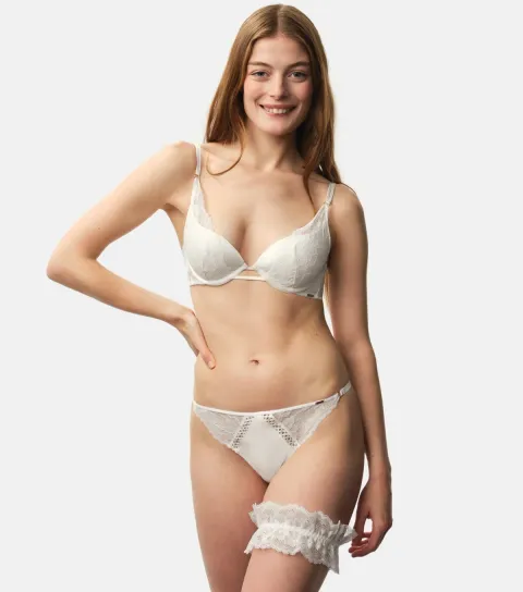 Women's Off White Lyra Satin Plunge Bra