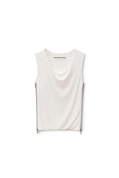 ZIPPER DETAIL COWL NECK TANK