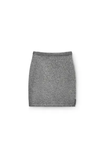 Grey Wool-Blend Hotfix Miniskirt