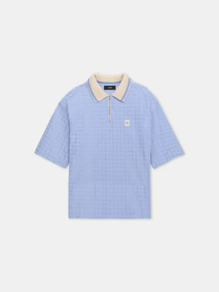 MA QUAD ZIP TOWELING POLO - Skyline Blue