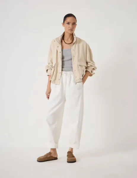 HUSH Supersoft Elasticated Waist Barrel Jeans Ecru