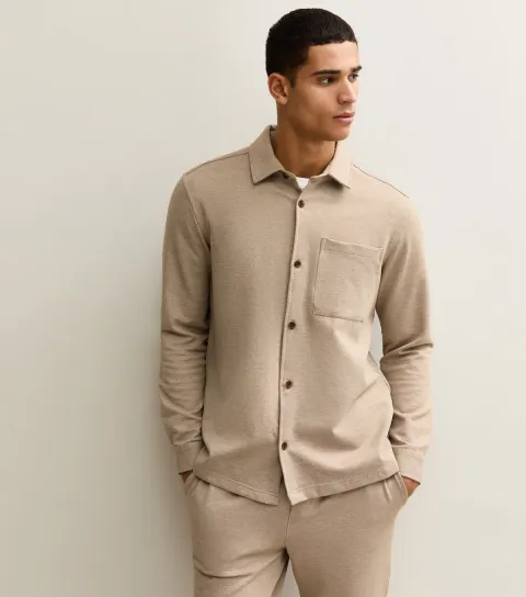Men's Stone Regular Knit Pique Overshirt