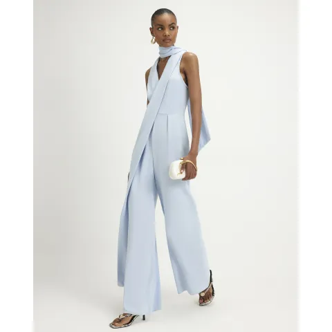 River Island Neck Scarf Wide Leg Jumpsuit