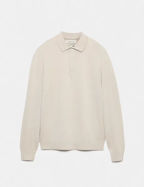 Autograph Pure Extra Fine Merino Wool Polo Shirt Stone