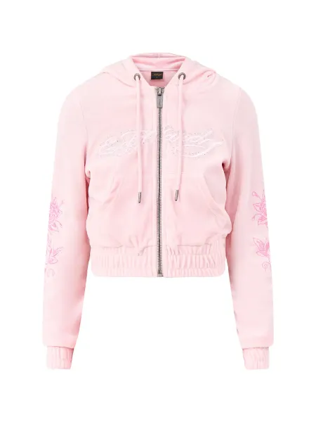 Love and Thorns Diamante Velour Hoodie