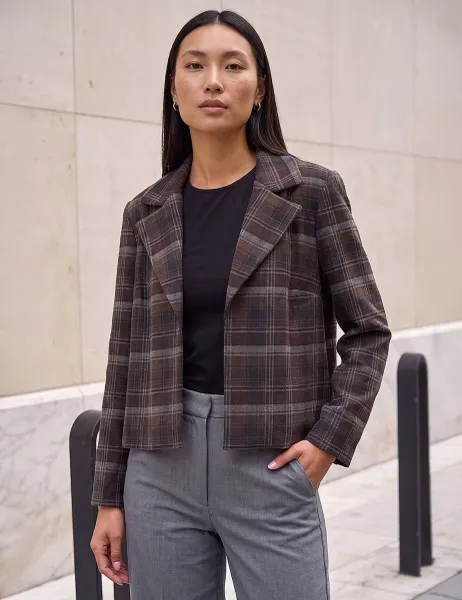 Roman Checked Jacket Chocolate