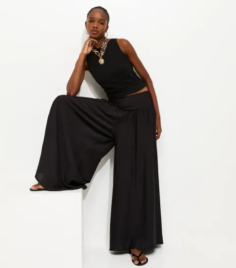Women's Black Wide Leg Palazzo Trousers