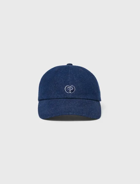 Raw denim cap with logo
