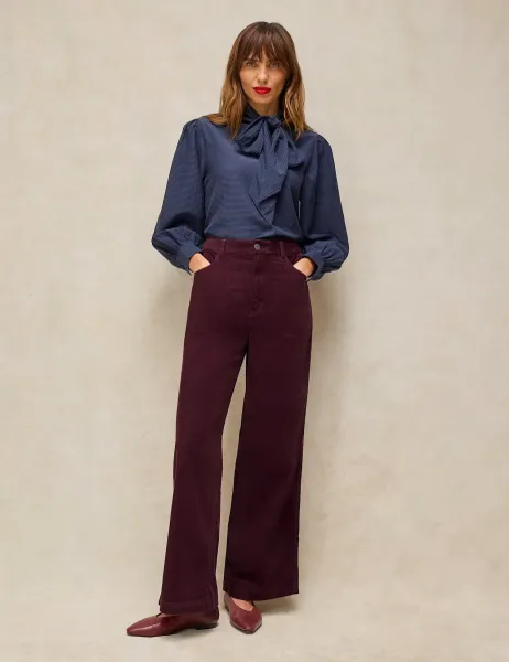 White Stuff Cord Zip Detail Wide Leg Trousers