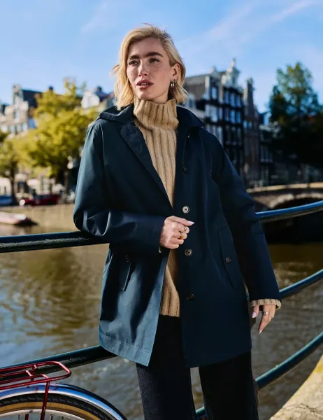 Regatta Waterproof Hooded Longline Trench Mac Dark Blue