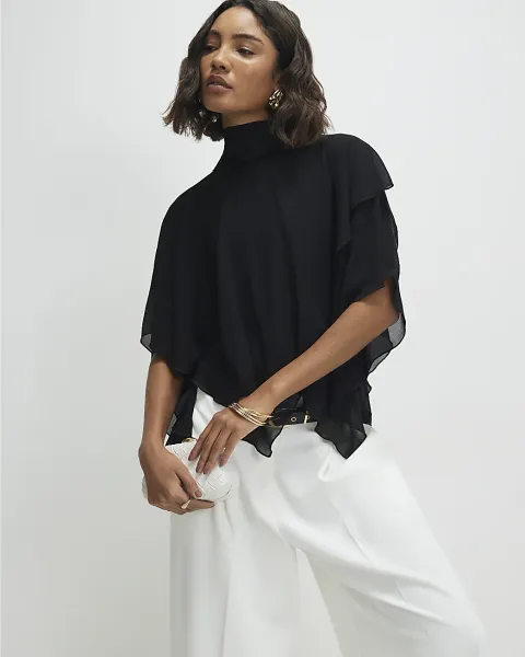 River Island Open Back Tie Ruffle Cape