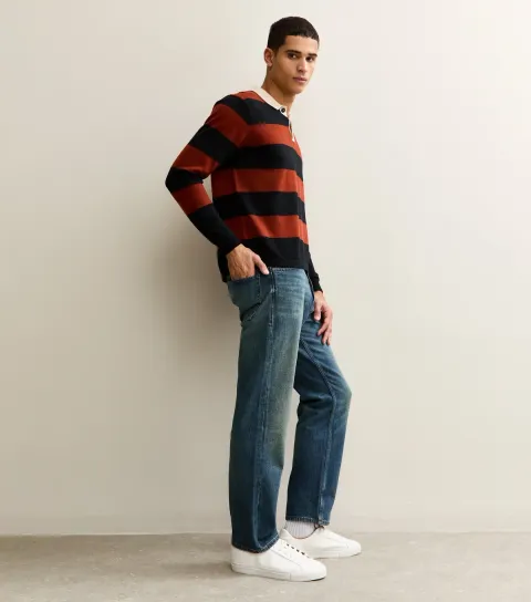 Men's Mid Blue Regular Straight Leg Jeans