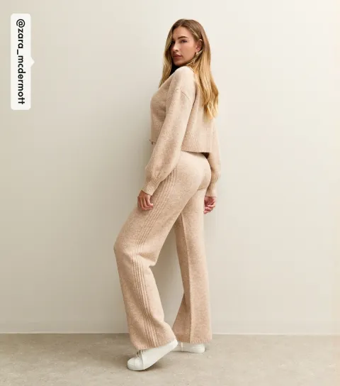 Women's by Zara McDermott Brown Knitted Wide Leg Joggers