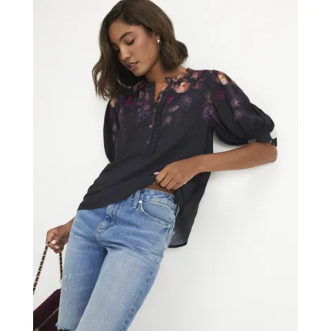 River Island Floral Short Sleeve Blouse