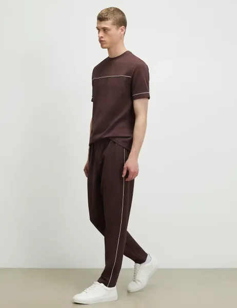 River Island Textured Elasticated Waist Slim Fit Joggers Brown
