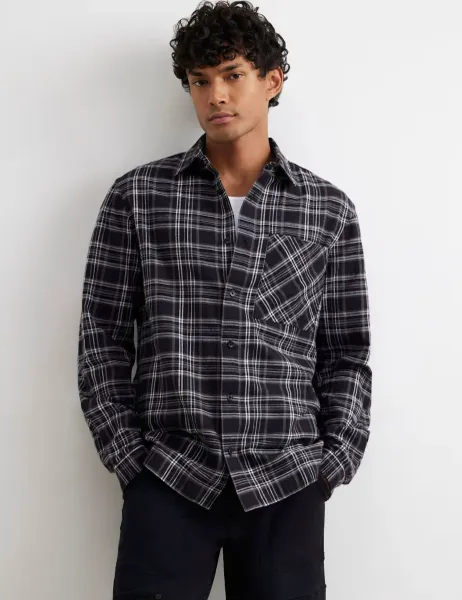 River Island Regular Fit Checked Shirt Black Mix