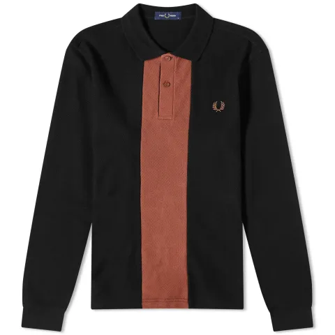 Panelled Long Sleeve Polo
