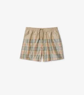Gradient Check Swim Shorts in Sand beige - Men, Nylon