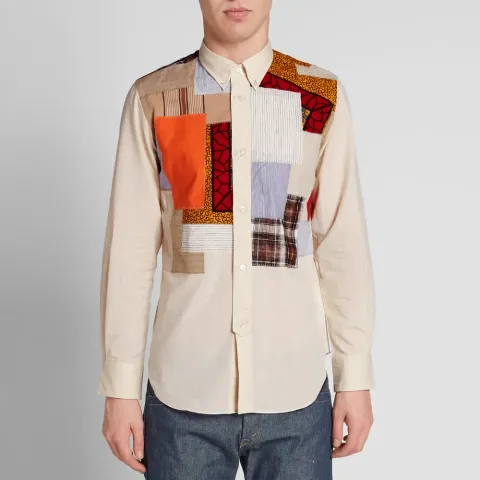 Button Down Patchwork Shirt