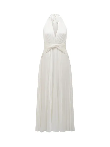 Forever New Natasha Pleated Satin Halter Neck Maxi Dress