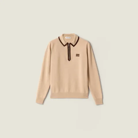 Wool and cashmere polo sweater