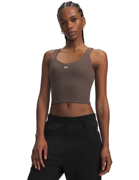 Motion Fitted Crop Vest Tank Top Taupe