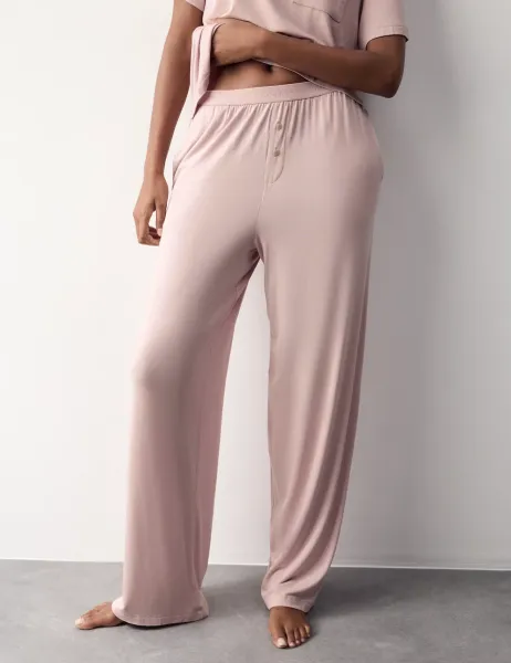 Autograph Modal Rich Wide Leg Pyjama Bottoms Mallow
