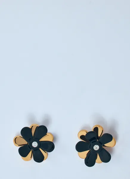 Enameled Metal Flower Pop Earrings