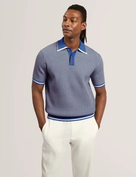 Ted Baker Waffle Polo Shirt Blue