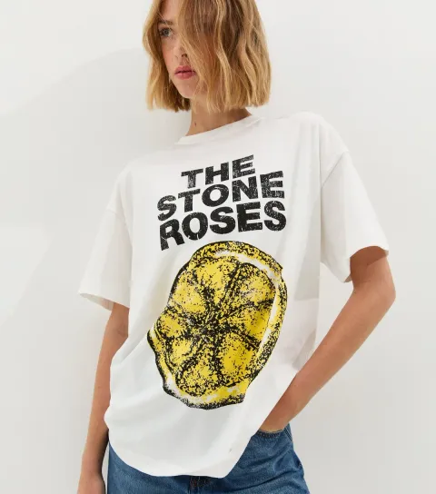 Women's White Stone Roses Oversized T-Shirt