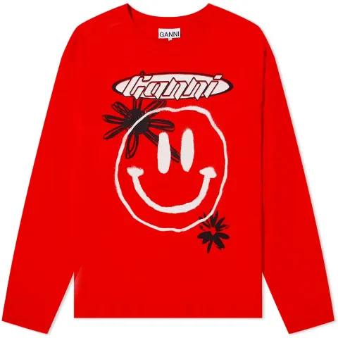 Long Sleeve Oversized Smiley T-Shirt