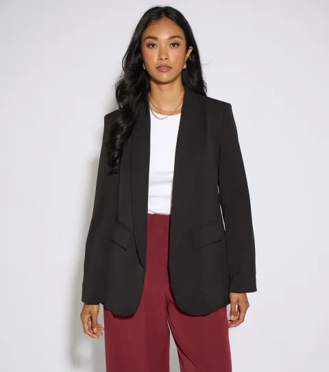 Gini London Women's Black Pinstripe Lined Blazer