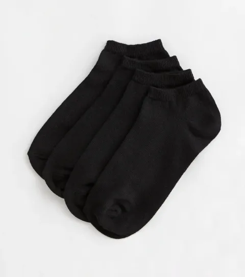 4 Pack Black Trainer Socks