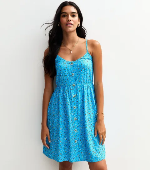 Women's Teal Floral Print Mini Dress