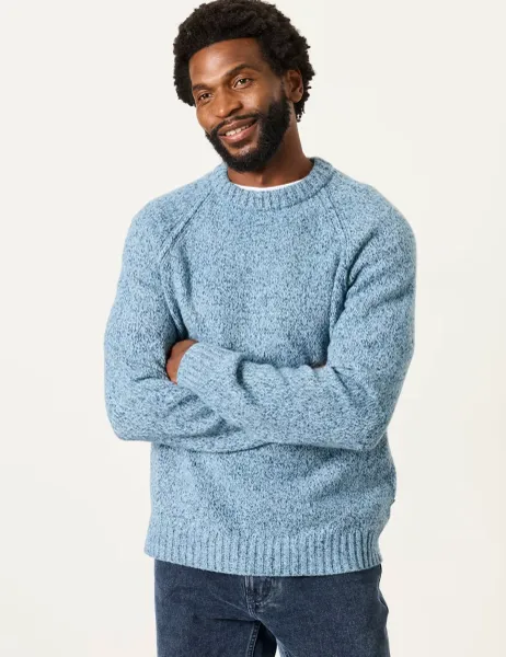 FatFace Crew Neck Textured Jumper Light Blue