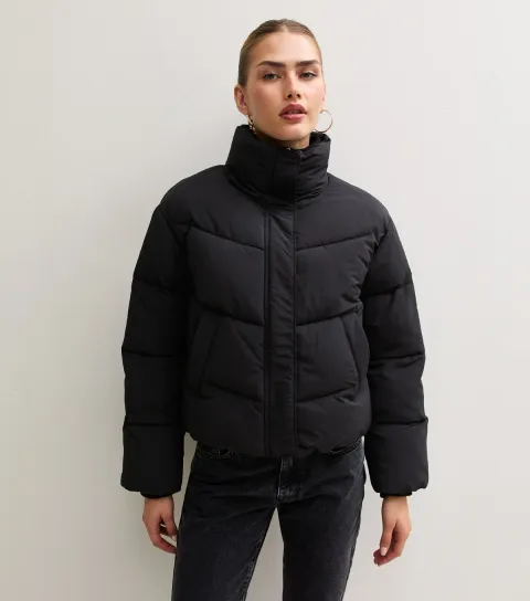 New Look Women's Black Funnel Neck Puffer Jacket