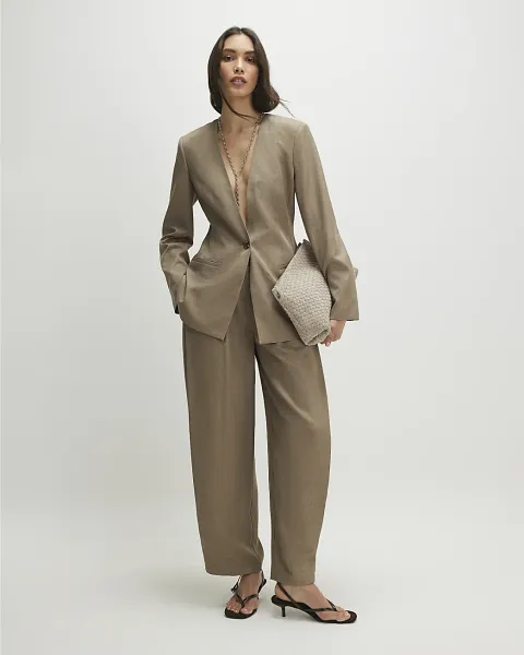 River Island Cross Hatch Barrel Trousers