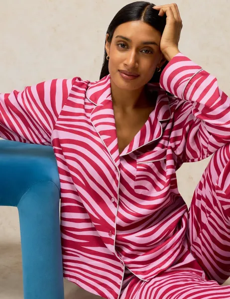 White Stuff Cotton Rich Printed Pyjama Top