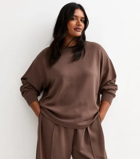 Women's Plus Size Premium Dark Brown Sweatshirt Curves