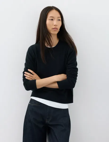 Autograph Pure Cashmere Crew Neck Jumper Midnight Navy