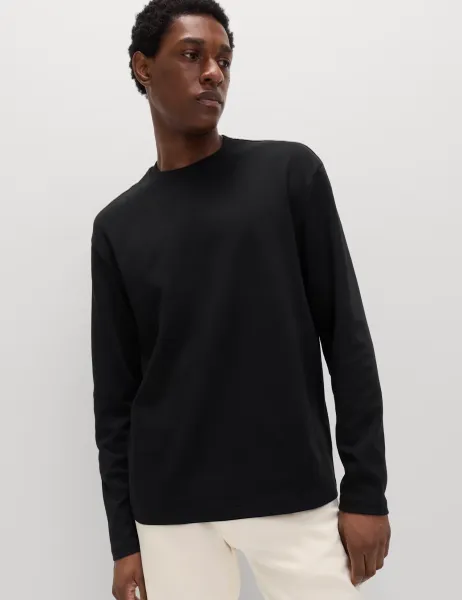 Marks & Spencer Ultimate Cotton Blend Long Sleeve T-Shirt Black