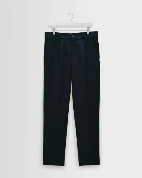 Wax London Aubyn - Navy Linen Relaxed Fit Trousers