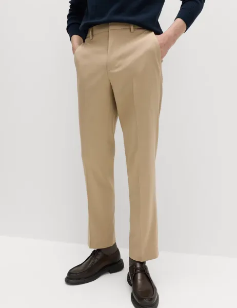 Marks & Spencer Regular Fit Smart Stretch Trousers Sand