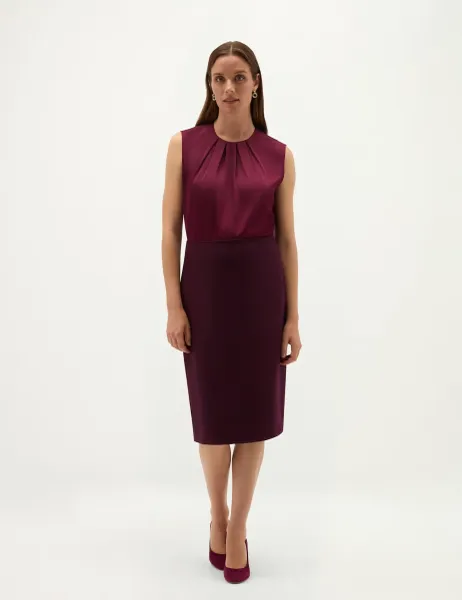 Hobbs Pure Wool Knee Length Pencil Skirt Purple