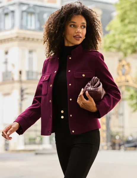 SOSANDAR Teddy Coat Burgundy