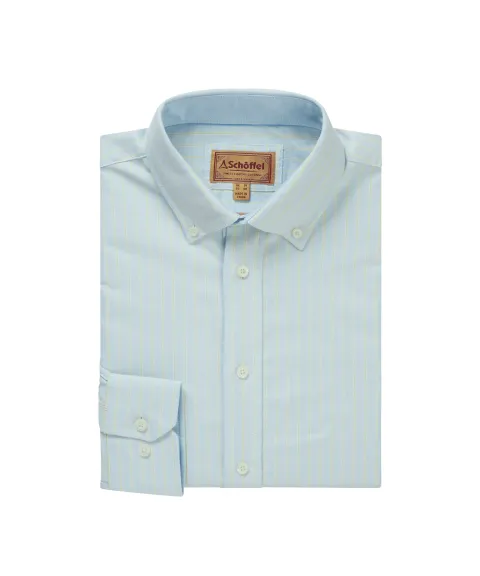 Schöffel Country Holt Soft Oxford Tailored Shirt - Pale Blue/Lemon Stripe
