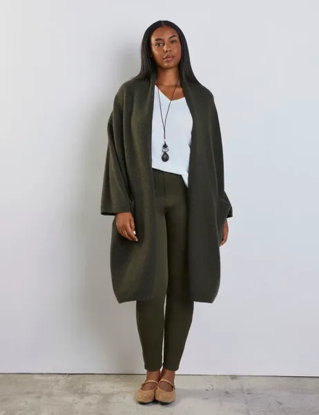 Knee Length Coatigan Olive