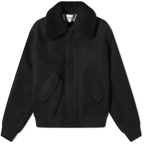 Shearling Collar Wool Jacket