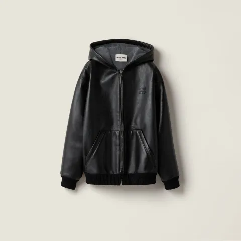 Nappa leather hoodie jacket